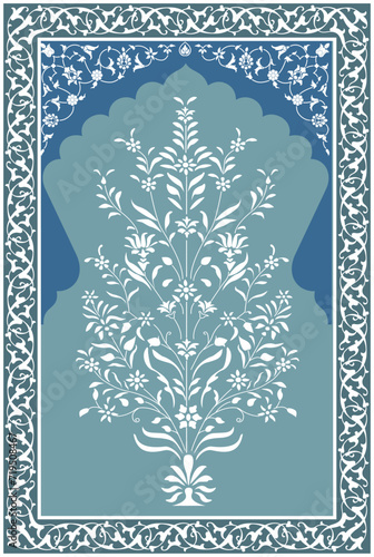 Mughal flower motif Vector illustration. Digital flower textile design, digital print.
