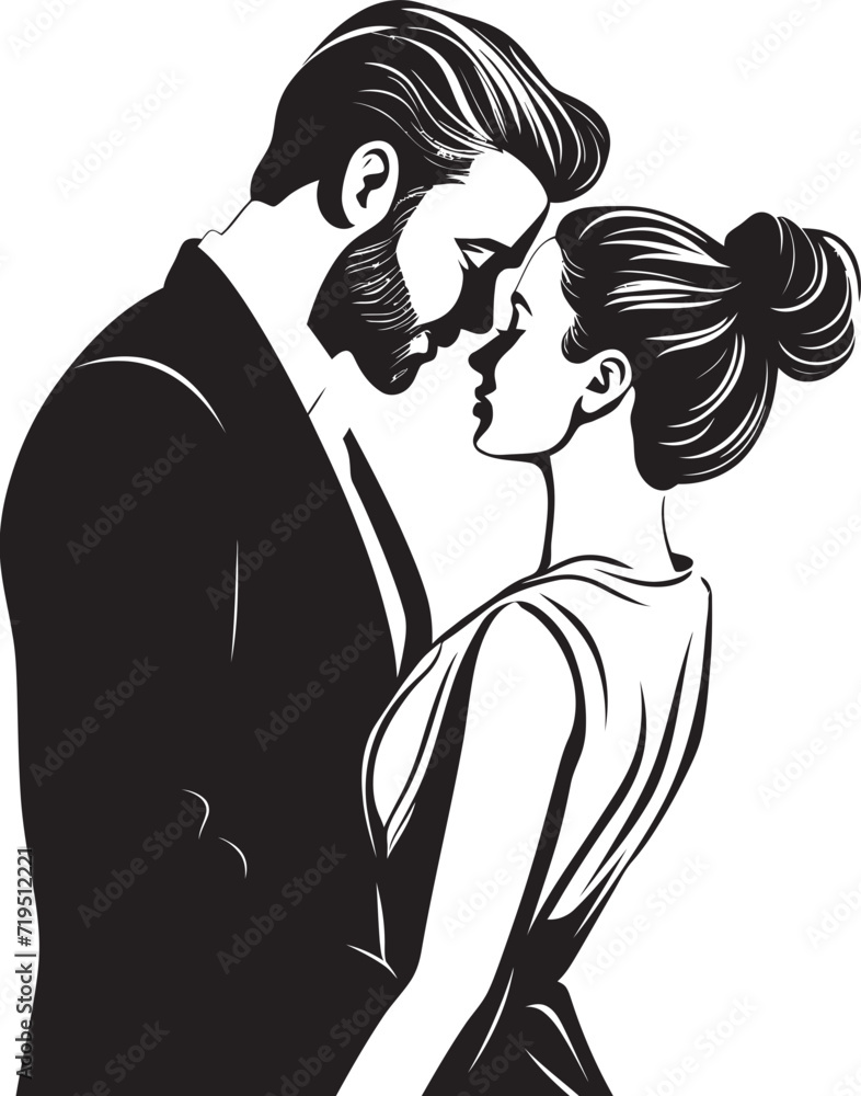 Simplicity in Love Vector SilhouettesInked Harmony Black and White Couples