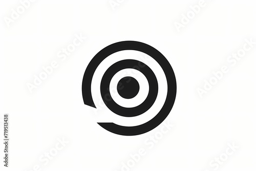 Minimalistic black and white icon of a camera shutter, featuring thick lines and isolated on white solid background