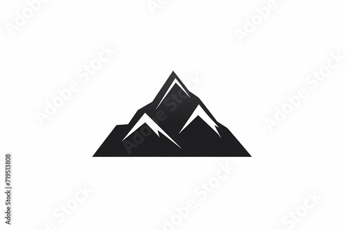 Minimalistic black icon of a mountain peak surrounded by thick lines  isolated on white solid background
