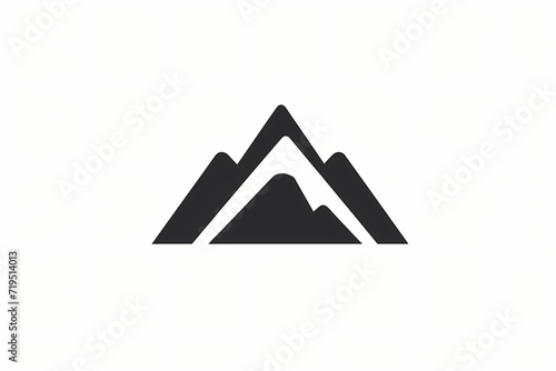 Minimalistic black icon of a mountain peak surrounded by thick lines  isolated on white solid background