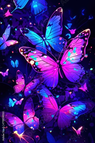 Enchanting Neon and Fluorescent Butterfly with a Magical Glow
