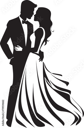 Graceful Silhouettes Wedding Couple ArtSubtle Harmony Black Vector Duos