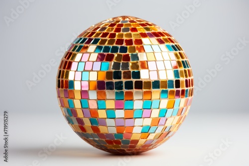 Luxury colorful gold disco ball party nightlife decoration in with white background
