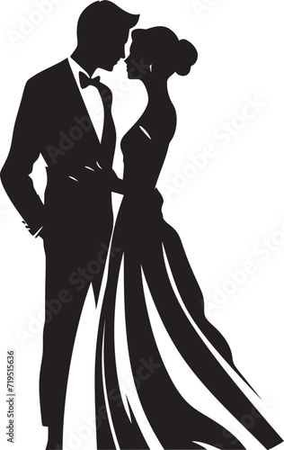 Pure Matrimony Monochrome Love DuosChic Harmony Wedding Couple Illustrations