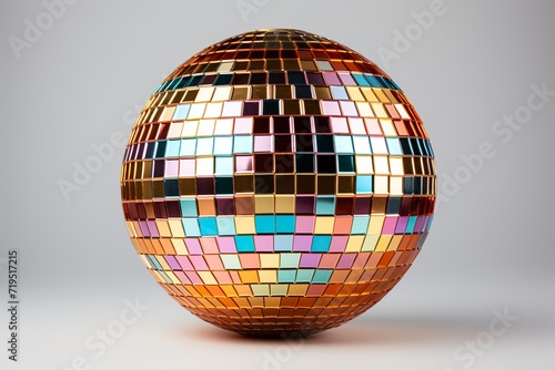 Luxury colorful gold disco ball party nightlife decoration in with white background