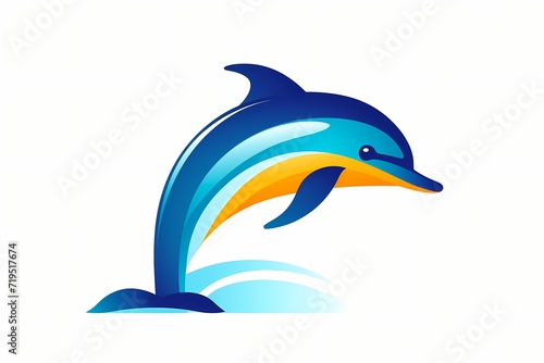 Playful dolphin silhouette logo  characterized by precise vectors  minimalistic design  vibrant colors  HD clarity  isolated on white solid background