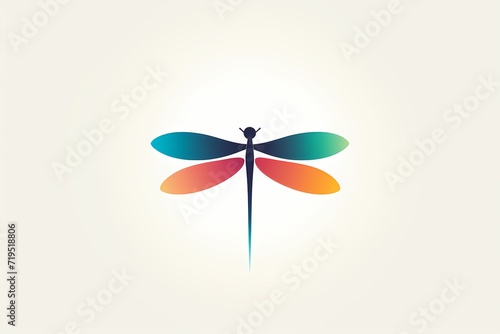 Whimsical dragonfly logo with clean vectors  minimalistic appeal  playful colors  captured in HD  isolated on white solid background