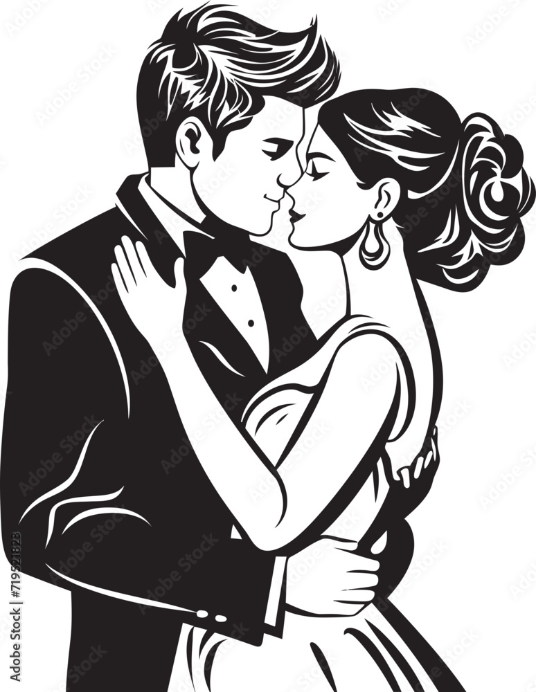 Inked Affection Vector Love StoriesPure Matrimony Black and White Moments
