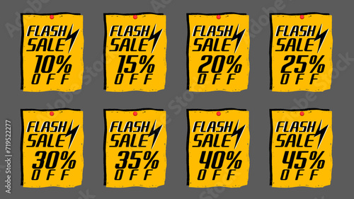 SETS LIGHTNING SALES TAGS,10,15,20,25,30,35,40AND 45% DISCOUNT