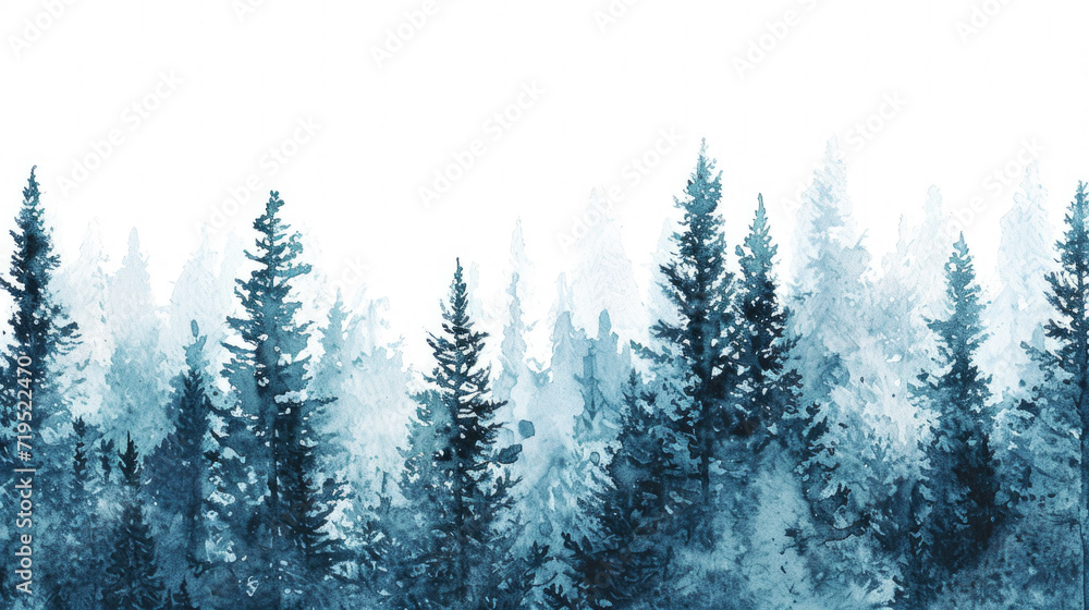 Picture of snow-covered forest with trees adorned in white. Perfect for winter-themed projects