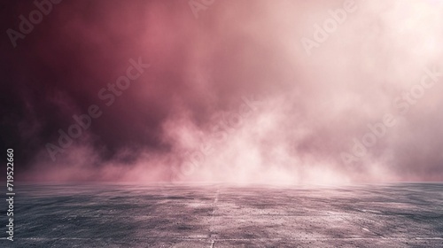 abstract image of burgundy room concrete floor panoramic view of the abstract fog white cloudiness, space for product presentation ,mist or smog moves on burgundy background