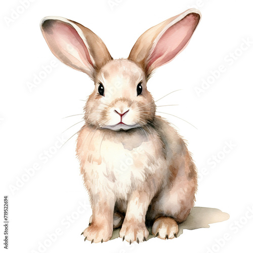 white rabbit on white background , watercolor isolated