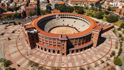 drone photo Madrid bullring, Plaza de Toros de Las Ventas Madrid spain europe	