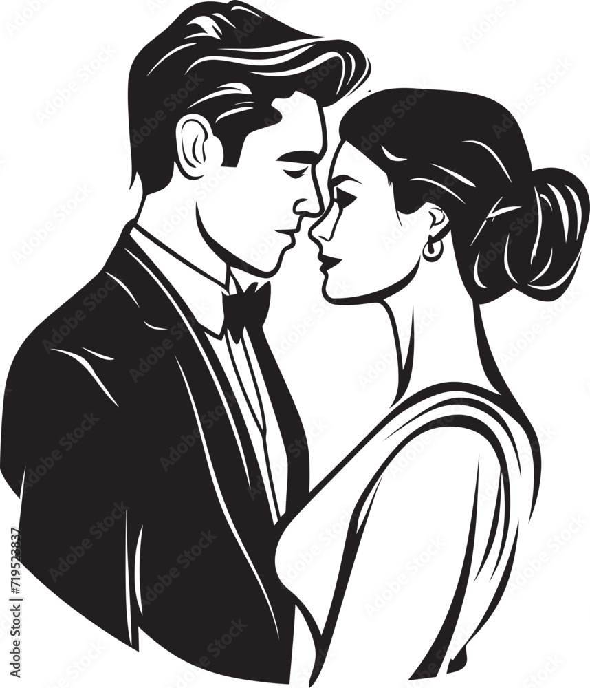 Chic Harmony Vector Love MomentsElegant Affection Black and White Scenes