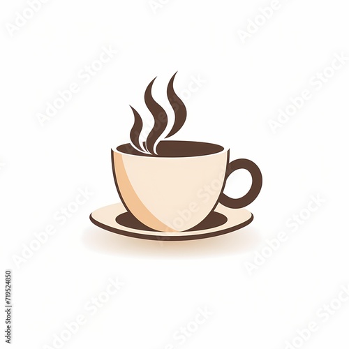 A simple and elegant flat icon of a coffee cup, symbolizing energy and relaxation, isolated on a white background. - Image #2 @usama