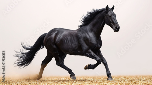 Black marwari horse is raring © Junaid