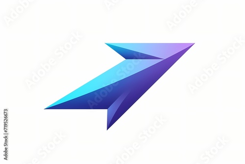 A sleek and modern logo of a minimalistic arrow pointing upwards in shades of blue and purple. Isolated on white solid background