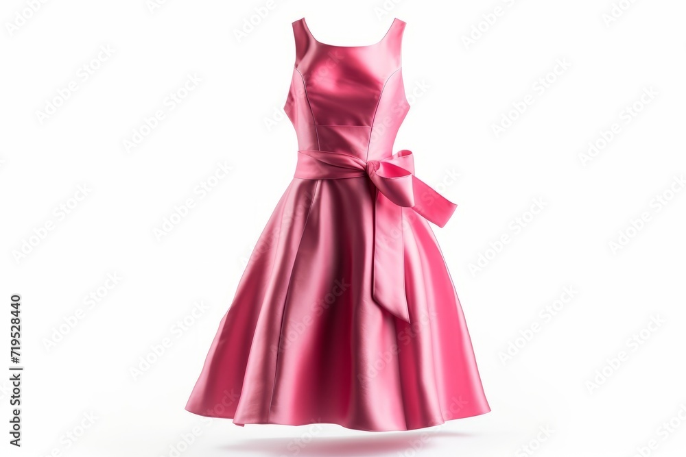 Pink dress isolated on white background. 3d rendering. Clipping path included.