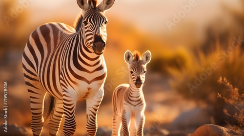 Baby zebra and her mother in the National Park. © Галя Дорожинська