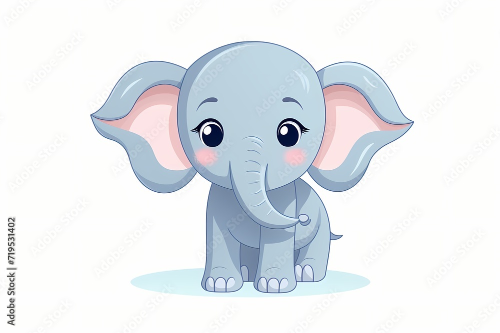 A vector illustration of a cute and playful elephant with a simple graphic design, featuring versatile colors that are perfect for modern or minimalist . Isolated on a white solid background