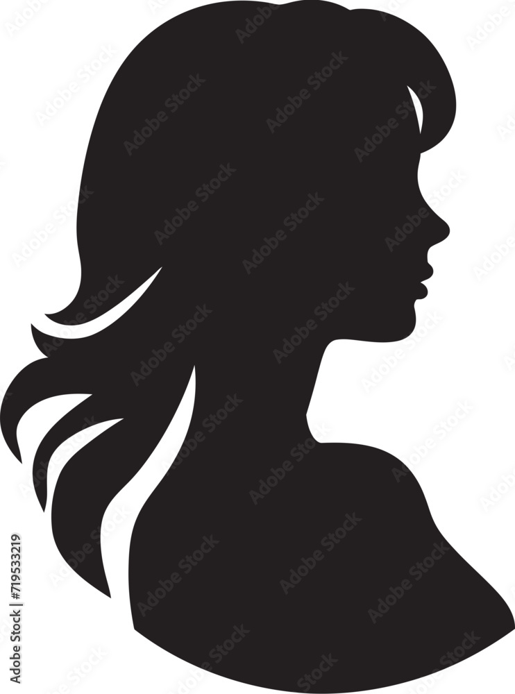 Elegant Black Silhouette Women Vector IllustrationEmpowerment in Lines Vector Portrait