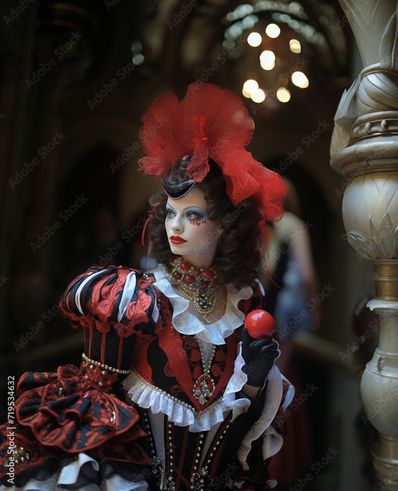Close-Up Portrait of a Venice Carnival Mask Fashion Model Close-Up Portrait of a Venice Carnival Mask Fashion Model