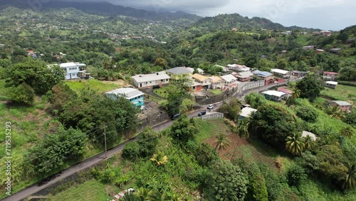 In the heart of the island of Saint Vincent aerial view
