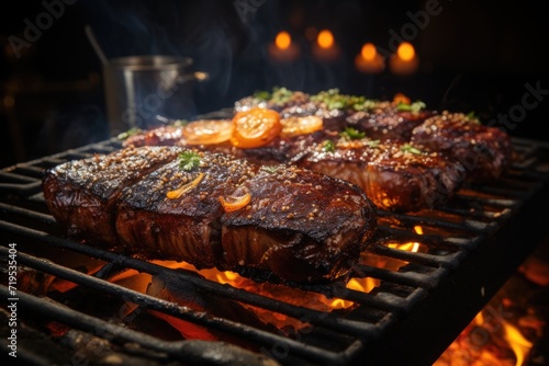 Roasted picanha barbecue on the ember this form of barbecue is widely consumed throughout Brazil, generative IA