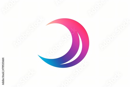 Abstract crescent moon logo, featuring clean vectors, minimalistic style, playful colors, HD capture, isolated on white solid background
