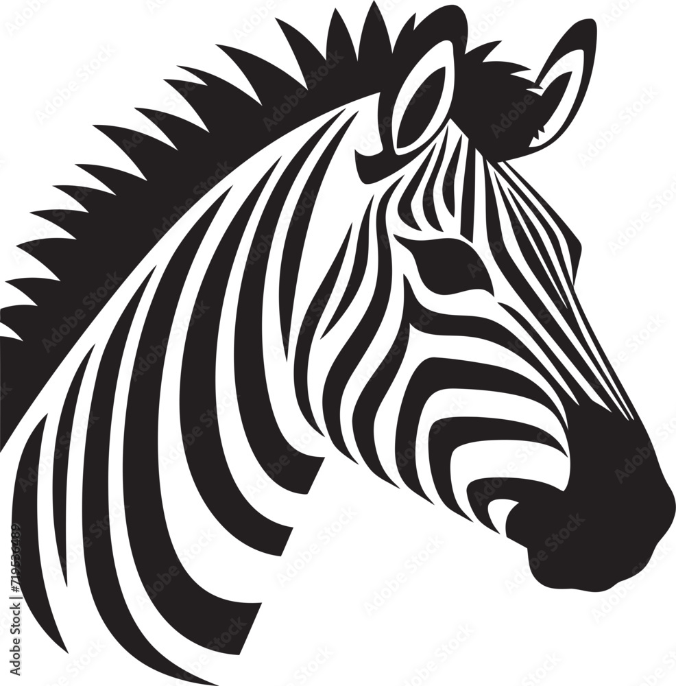 Monochromatic Beauty Zebra Vector EditionVectorized Wildlife Zebra Illustration