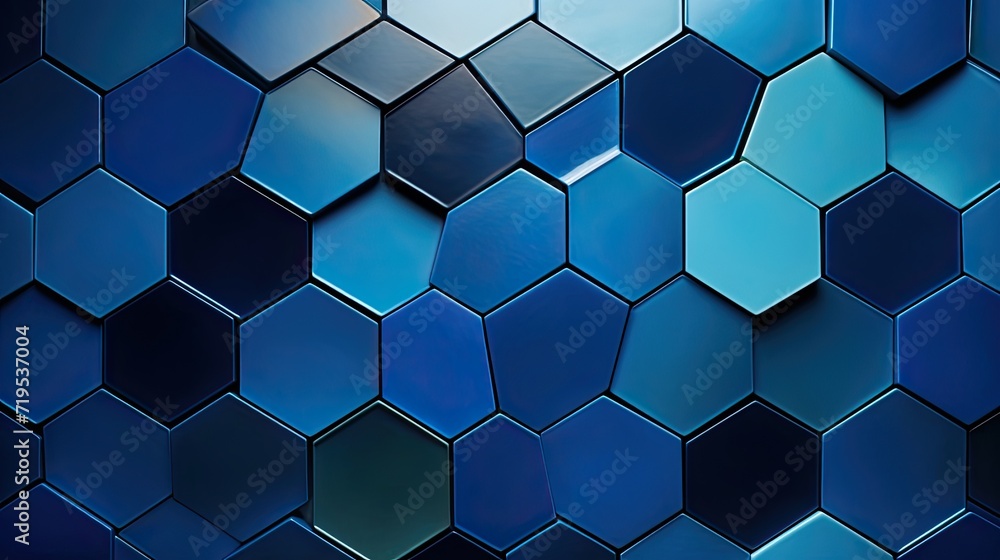 Fototapeta premium an abstract blue technology-themed background composed of hexagonal shapes, the intricate patterns and futuristic feel, emphasizing the technological essence of the design.