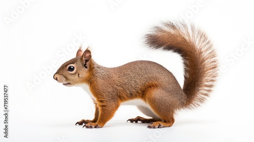 portrait of a cute squirrel holding a walnut on a white background, capturing the adorable and nut-loving nature of this furry rodent