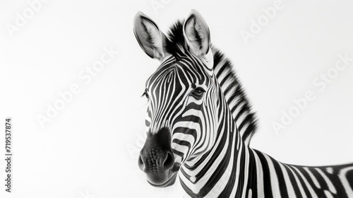 Zebra on a clean white background  showcasing the iconic black and white beauty of this African animal