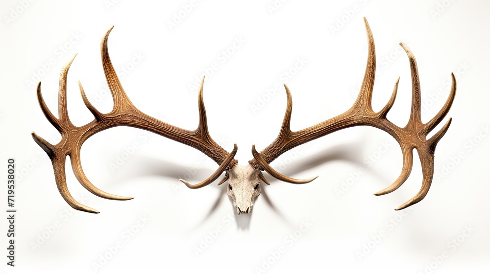 Majestic Antlers: Deer horns isolated on a clean white background, showcasing the wild beauty and majestic charm of these antlers Majestic Antlers: Deer horns isolated on a clean white background, showcasing the wild beauty and majestic charm of these antlers