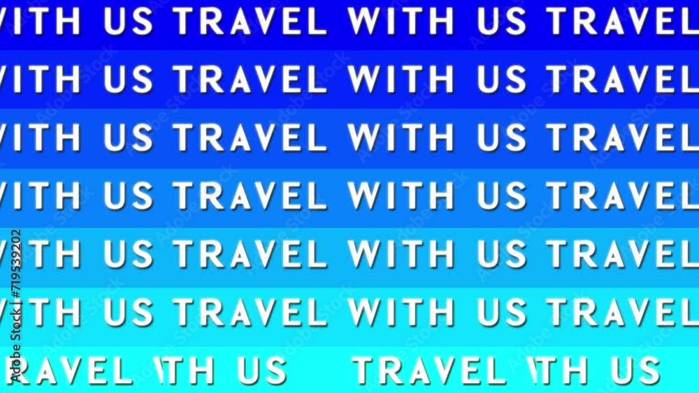 Animation with the title Travel with us Animation with the title Travel with us