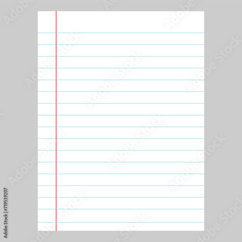 Blank loose leaf notebook paper background. Realistic line paper note. EPS file 65.