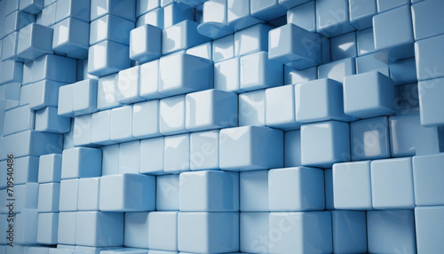 Abstract Wall of Blue Cubes