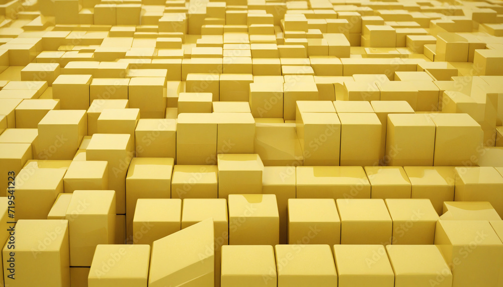 Three-dimensional rendering of yellow blocks Three-dimensional rendering of yellow blocks
