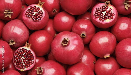 seamless repeatable and tilelable texture pattern of fresh pomegranate fruits - Generative AI © SR07XC3