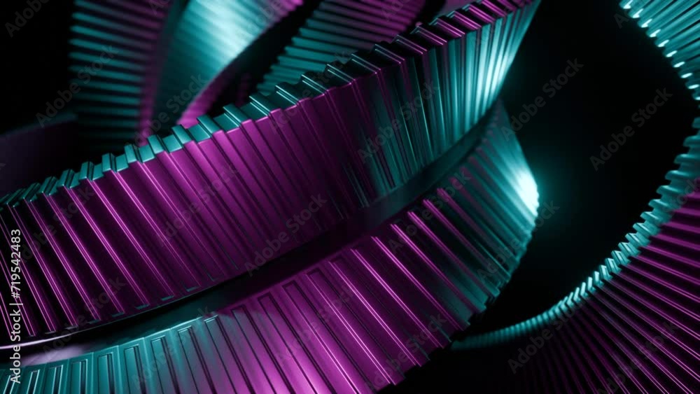 Colorful metal spiral rotating in space. Design. 3D model of abstract ...