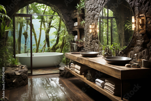 Bathroom, oasis of sustainability, utilizing cutting-edge water-saving technologies for a mindful bathing experience