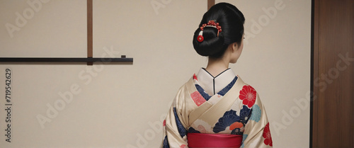 A woman in kimono. Artistically crafted generative design.