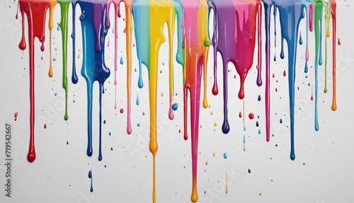 Colorful paint dribbling on canvas - artistic backdrop creation