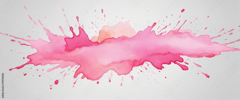 Soft pink watercolor splash on a white background with a gentle blend. Rectangular banner. Soft pink watercolor splash on a white background with a gentle blend. Rectangular banner.