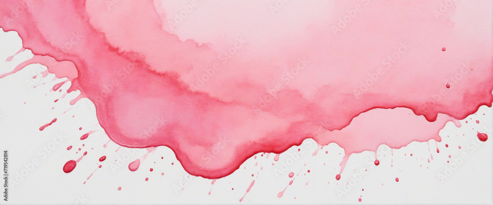 Soft pink watercolor splash on a white background with a gentle blend. Rectangular banner. Soft pink watercolor splash on a white background with a gentle blend. Rectangular banner.