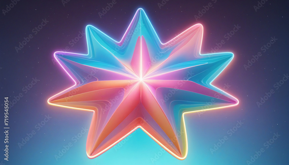Pastel abstract background with colorful clouds and neon star shape, minimalist geometric wallpaper Pastel abstract background with colorful clouds and neon star shape, minimalist geometric wallpaper