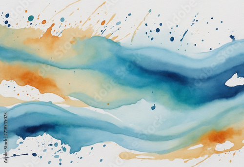 Blue watercolor brushstroke background with layers