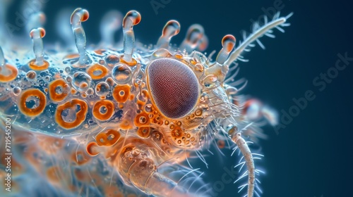 Microscopic insects or invertebrates macro close up, exploring the intricate details of their anatomy.