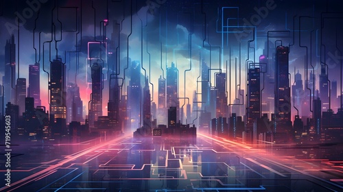 Neon Horizons Futuristic Urban Metropolis